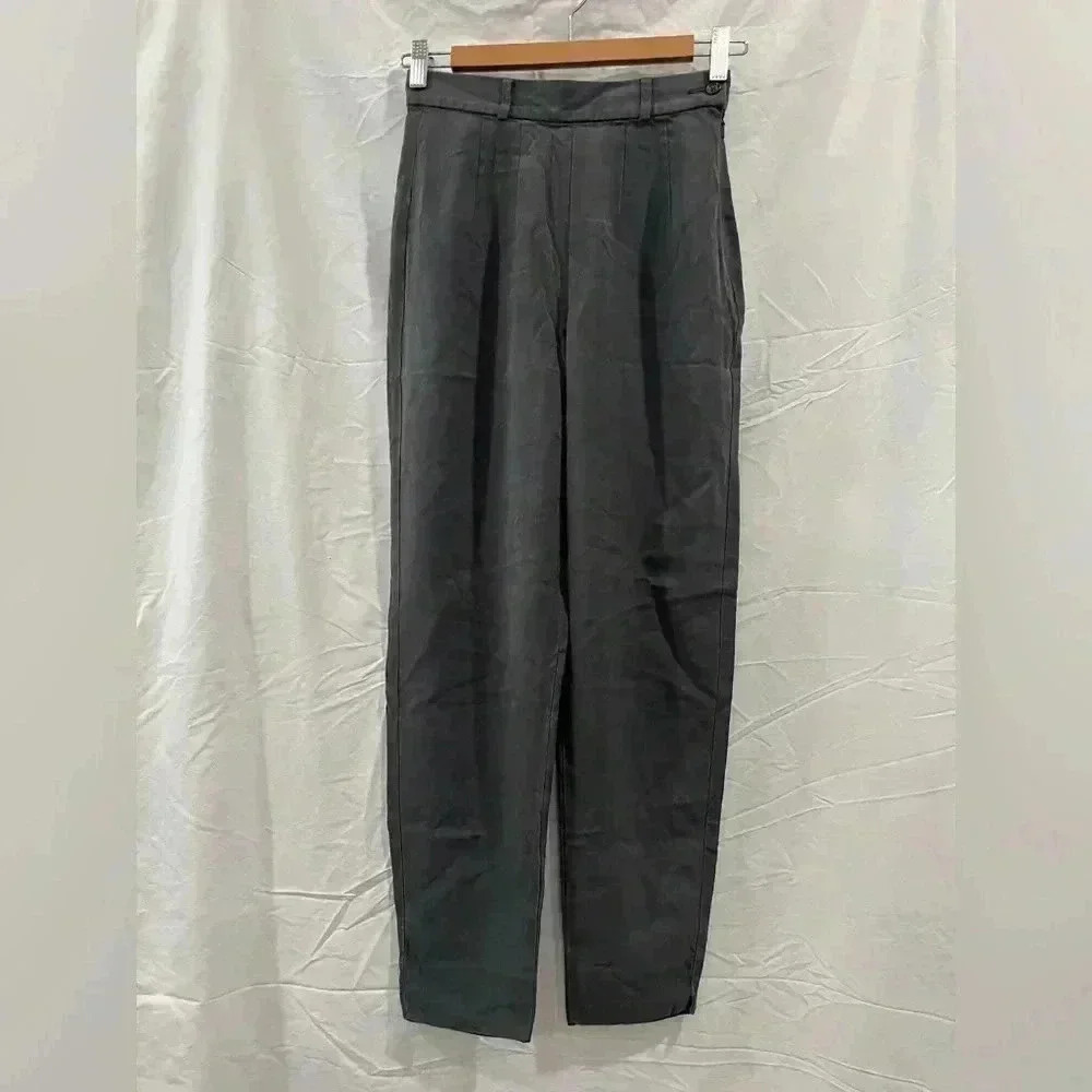 Vintage Banana Republic 100% Silk Gray Pants High Waist Size 2